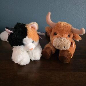 2 Aurora World Plush Mini Flopsie TORO the Bull (8 inch) Esmeralda the Cat NWT